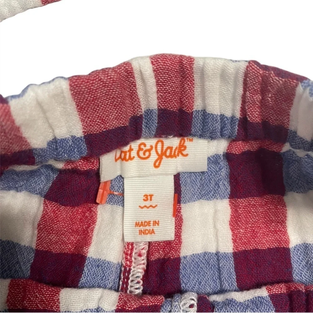 Cat & Jack Red, White and Blue Plaid Short Set EUC